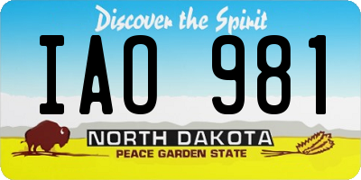 ND license plate IAO981