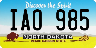ND license plate IAO985