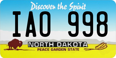 ND license plate IAO998