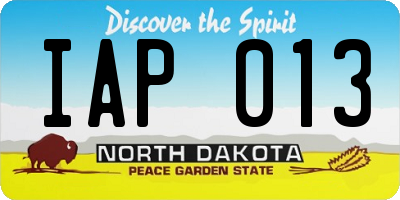 ND license plate IAP013
