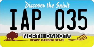 ND license plate IAP035