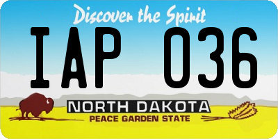 ND license plate IAP036