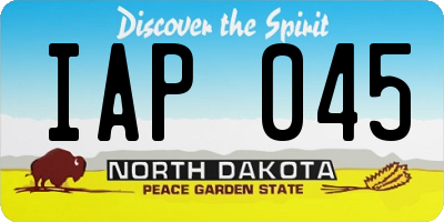ND license plate IAP045