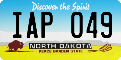 ND license plate IAP049