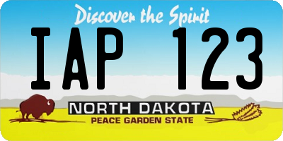 ND license plate IAP123