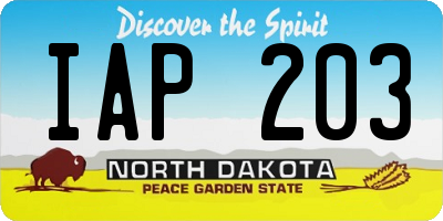 ND license plate IAP203