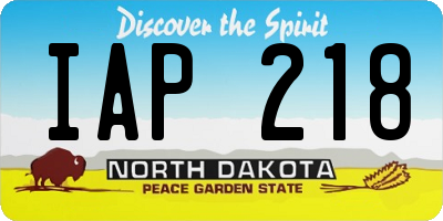 ND license plate IAP218