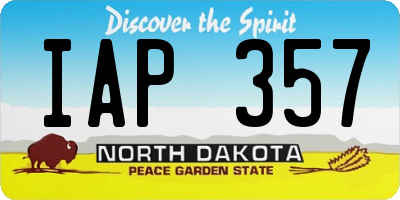 ND license plate IAP357