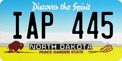 ND license plate IAP445