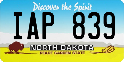 ND license plate IAP839