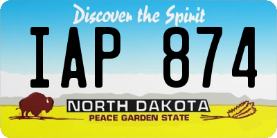 ND license plate IAP874