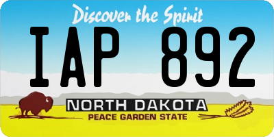 ND license plate IAP892