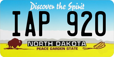ND license plate IAP920