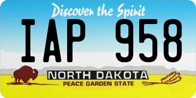 ND license plate IAP958