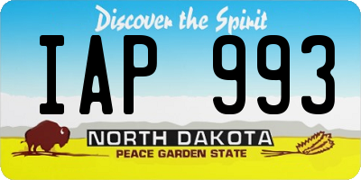 ND license plate IAP993