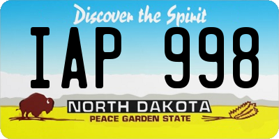 ND license plate IAP998