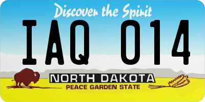 ND license plate IAQ014