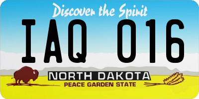 ND license plate IAQ016