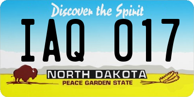ND license plate IAQ017