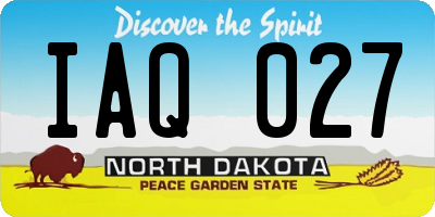 ND license plate IAQ027