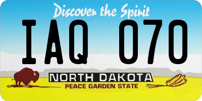 ND license plate IAQ070