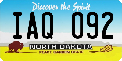 ND license plate IAQ092