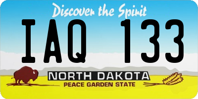 ND license plate IAQ133
