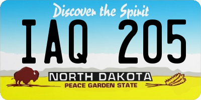 ND license plate IAQ205