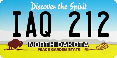 ND license plate IAQ212