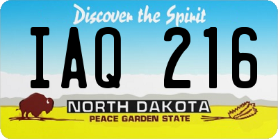 ND license plate IAQ216