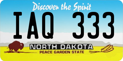 ND license plate IAQ333