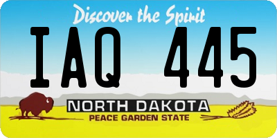 ND license plate IAQ445