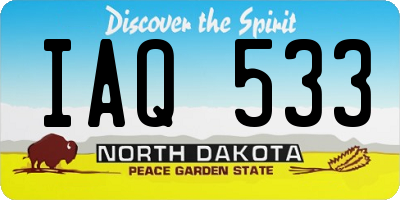 ND license plate IAQ533