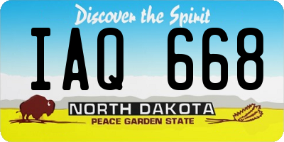 ND license plate IAQ668
