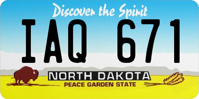 ND license plate IAQ671
