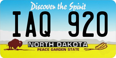 ND license plate IAQ920