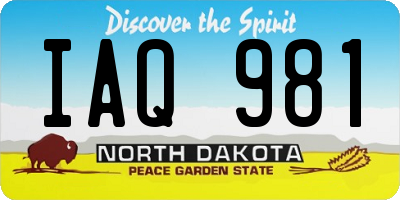 ND license plate IAQ981
