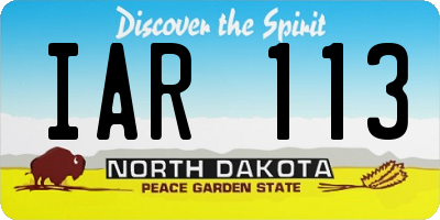 ND license plate IAR113