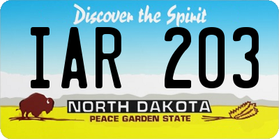 ND license plate IAR203
