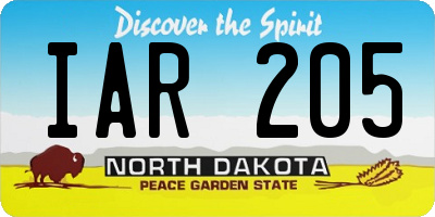 ND license plate IAR205