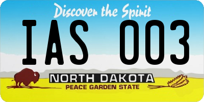 ND license plate IAS003