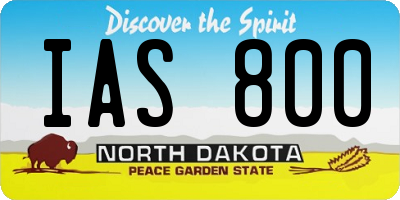 ND license plate IAS800