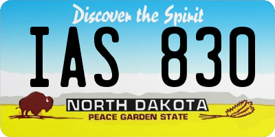 ND license plate IAS830