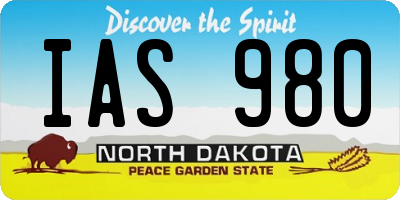 ND license plate IAS980