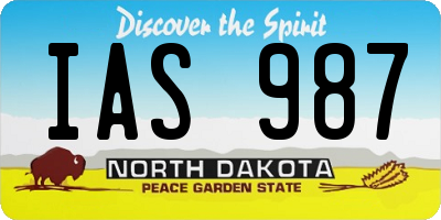 ND license plate IAS987