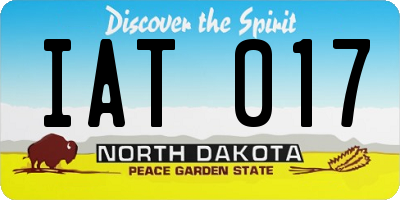 ND license plate IAT017