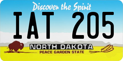 ND license plate IAT205