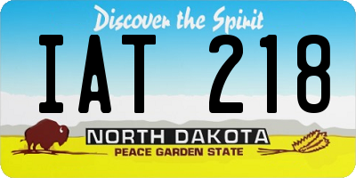 ND license plate IAT218