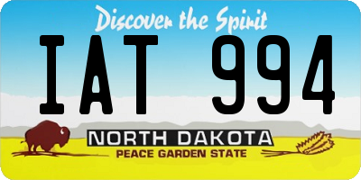 ND license plate IAT994