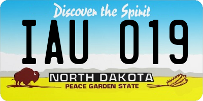 ND license plate IAU019